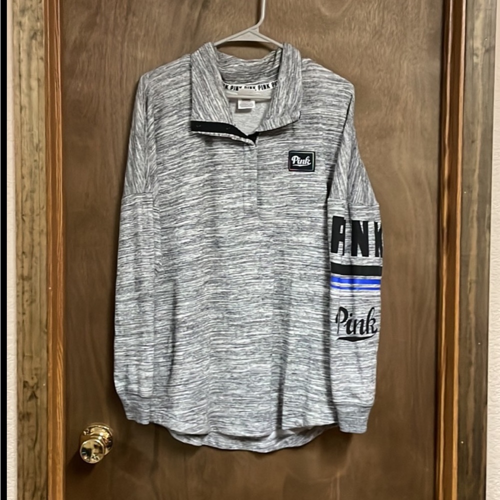 Victorias Secret Pink‎ Quarter Zip Button Sweatshirt Small - Picture 2 of 3